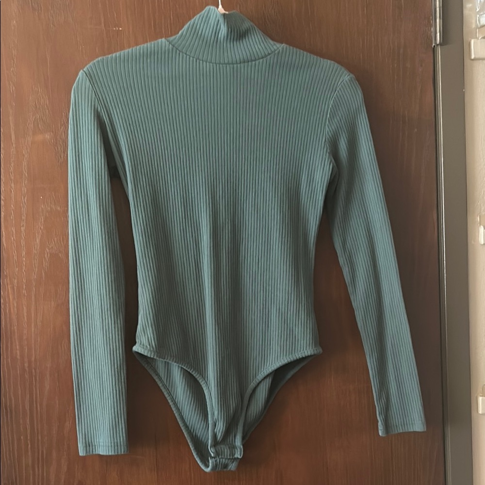 Ribbed Long Sleeve Bodysuit - Green